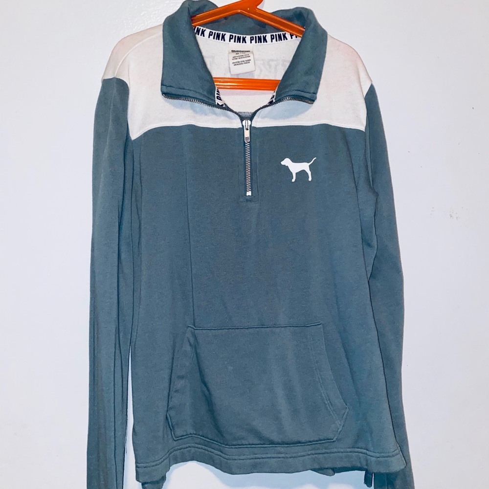 PINK Turquoise Half-Zip Sweatshirt